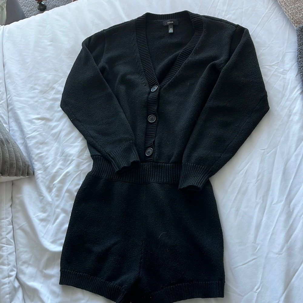 Aqua sweater romper